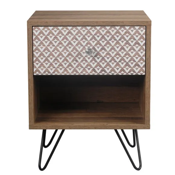 1 Drawer Bedside Table - Brown image