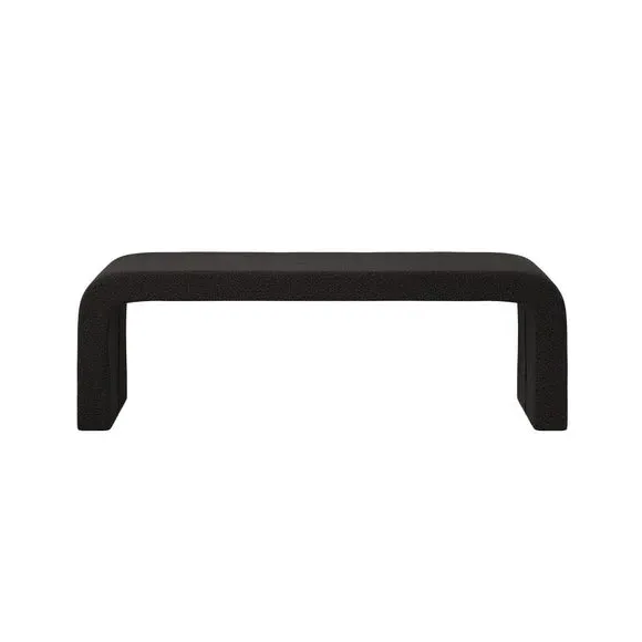 2-Seater Dining Bench Curved - Black, Boucle