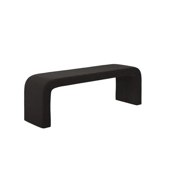 2-Seater Dining Bench Curved - Black, Boucle