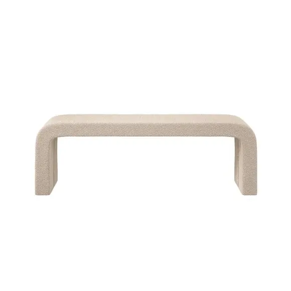 2-Seater Dining Bench Curved - Buff, Boucle