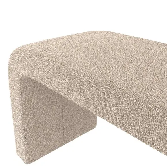 2-Seater Dining Bench Curved - Buff, Boucle