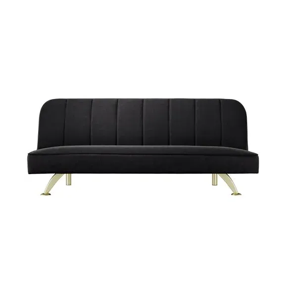 2-Seater Sofa Bed Click Clack - Black, Velvet