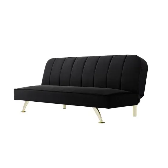2-Seater Sofa Bed Click Clack - Black, Velvet