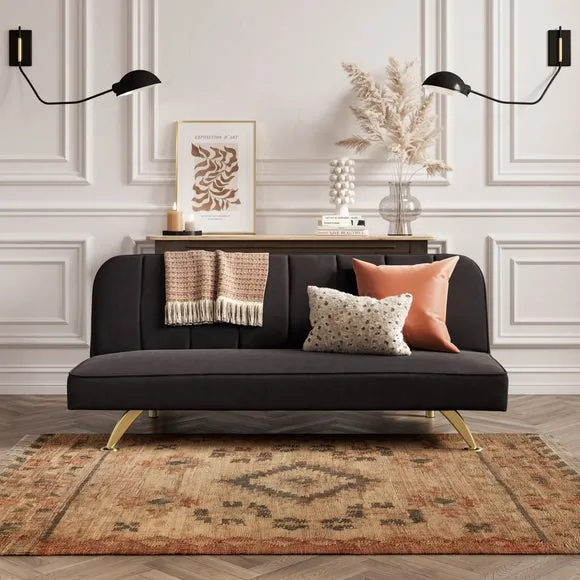 2-Seater Sofa Bed Click Clack - Black, Velvet image