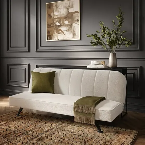 2-Seater Sofa Bed Click Clack - Ivory, Boucle image