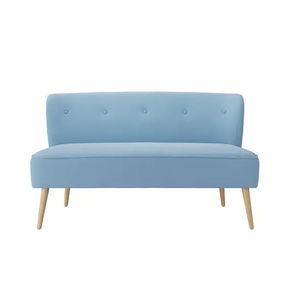 2-Seater Sofa with Buttoned Back - Blue, Fabric