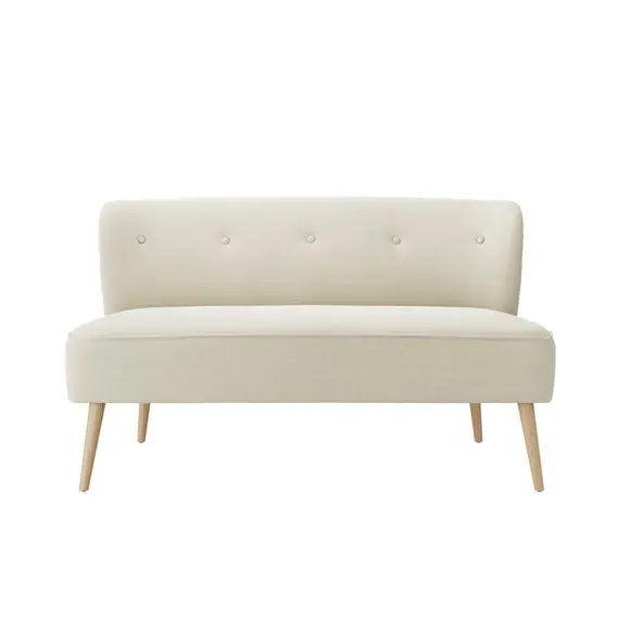 2-Seater Sofa with Buttoned Back - Sand, Fabric