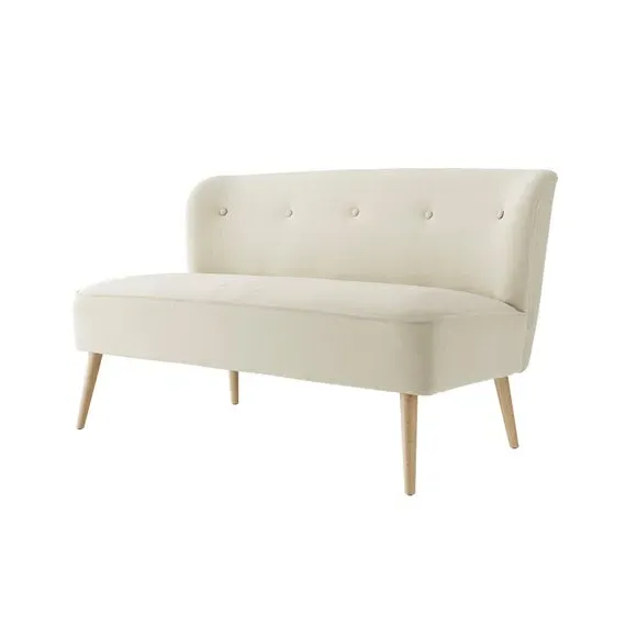 2-Seater Sofa with Buttoned Back - Sand, Fabric