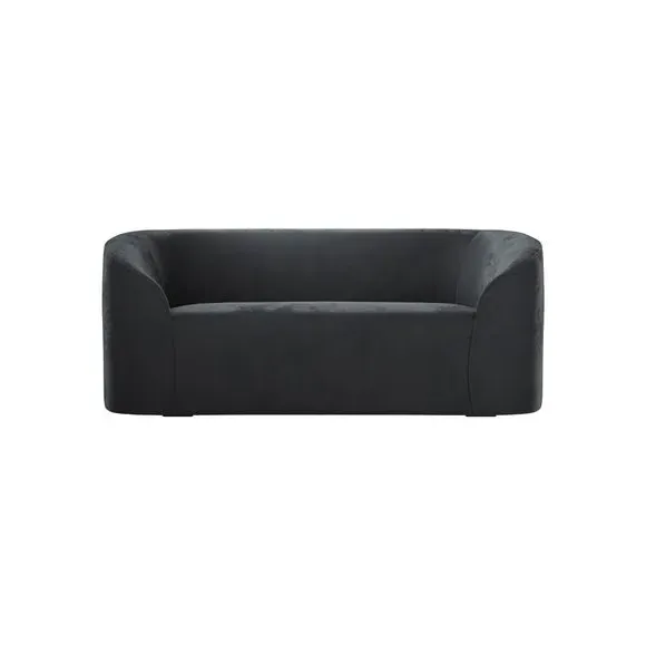 2-Seater Sofa with Curved Design - Black, Velvet