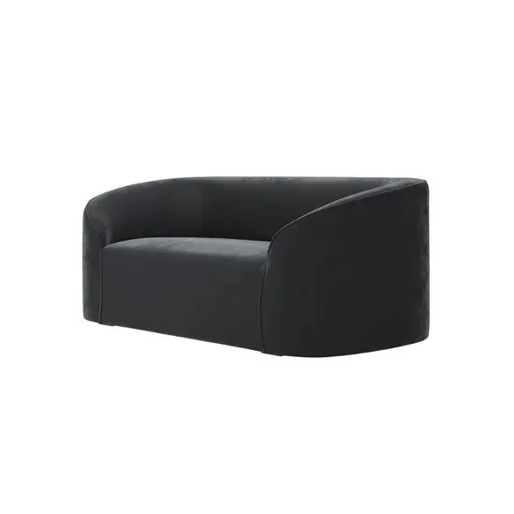 2-Seater Sofa with Curved Design - Black, Velvet
