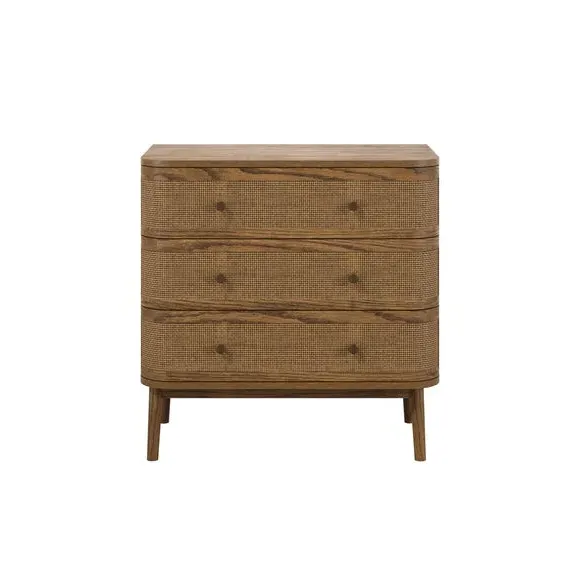 3-Drawer Chest with Curved Edges - Dark Wood