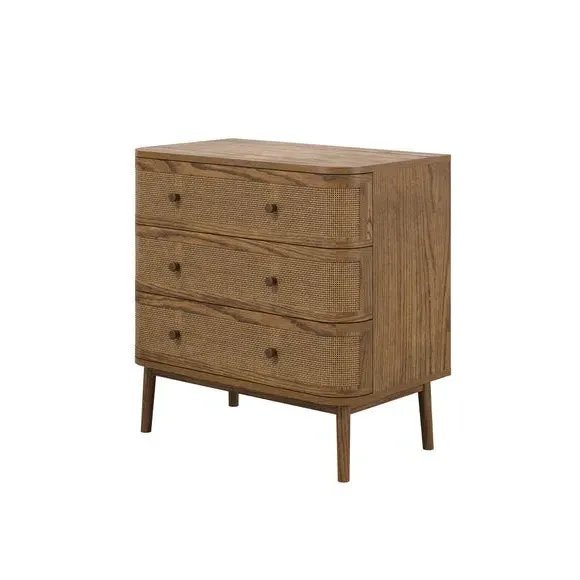 3-Drawer Chest with Curved Edges - Dark Wood