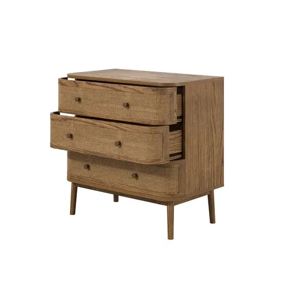 3-Drawer Chest with Curved Edges - Dark Wood