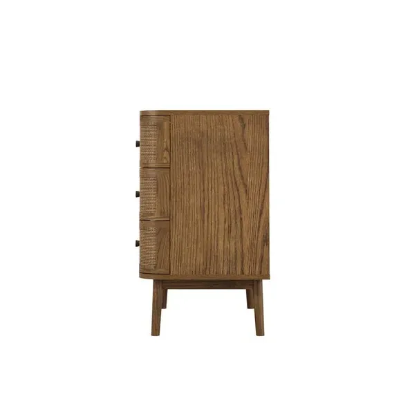 3-Drawer Chest with Curved Edges - Dark Wood