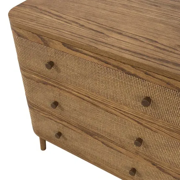 3-Drawer Chest with Curved Edges - Dark Wood