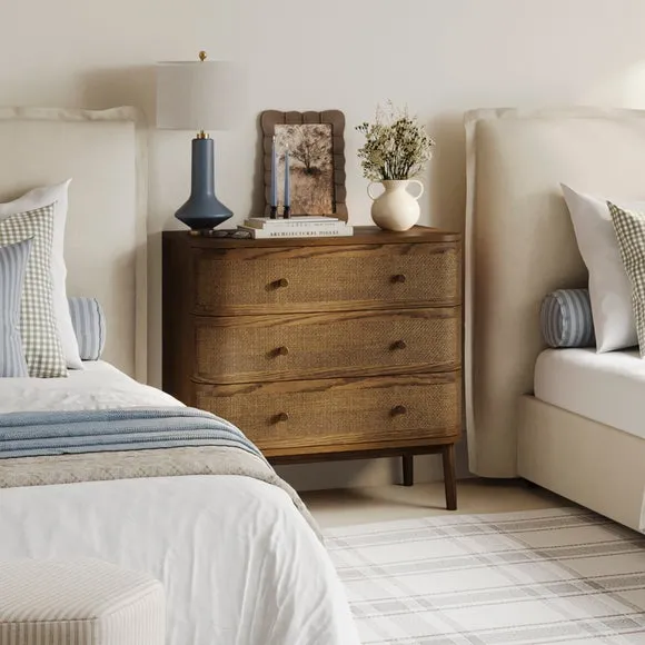 3-Drawer Chest with Curved Edges - Dark Wood image