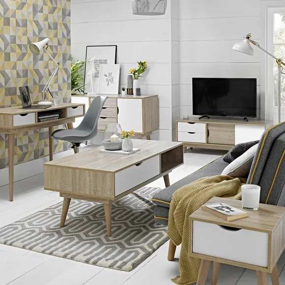 3-Drawer Sideboard with Doors - White, Oak