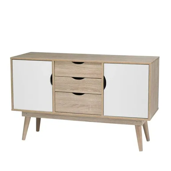 3-Drawer Sideboard with Doors - White, Oak
