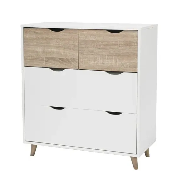 4-Drawer Chest with Integral Handles - White