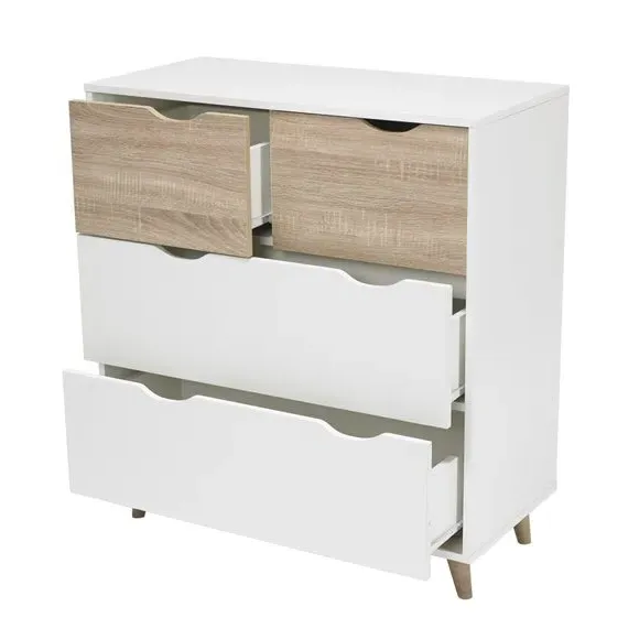 4-Drawer Chest with Integral Handles - White