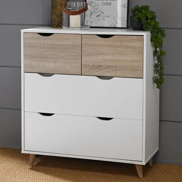 4-Drawer Chest with Integral Handles - White