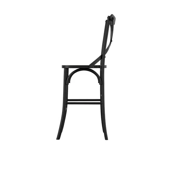Bar Stool with Cross Back - Black, Cane