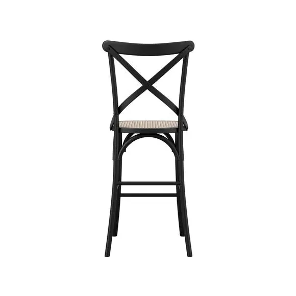 Bar Stool with Cross Back - Black, Cane