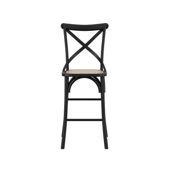 Bar Stool with Cross Back - Black, Cane image