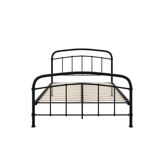 Bed Frame with Sprung Slats - Black, Metal