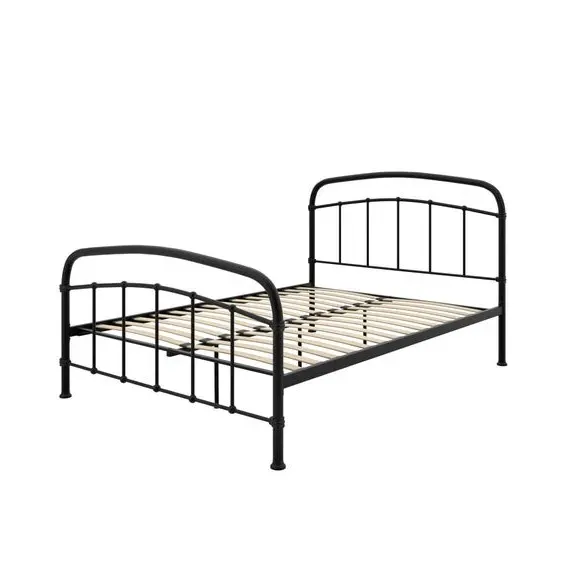 Bed Frame with Sprung Slats - Black, Metal