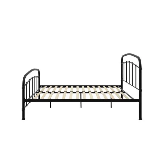 Bed Frame with Sprung Slats - Black, Metal