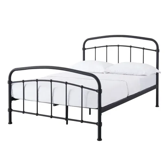 Bed Frame with Sprung Slats - Black, Metal
