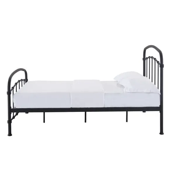 Bed Frame with Sprung Slats - Black, Metal