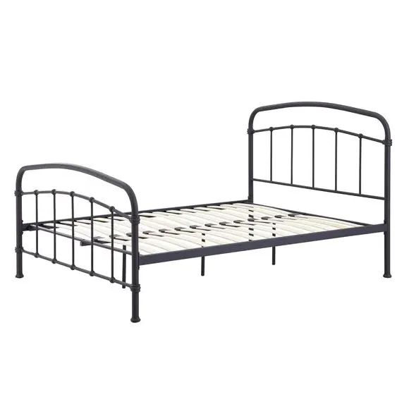 Bed Frame with Sprung Slats - Black, Metal
