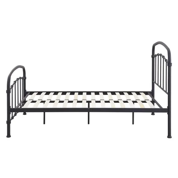 Bed Frame with Sprung Slats - Black, Metal