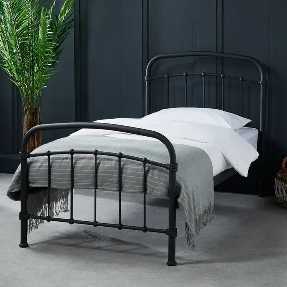Bed Frame with Sprung Slats - Black, Metal image