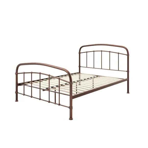 Bed Frame with Sprung Slats - Copper, Metal