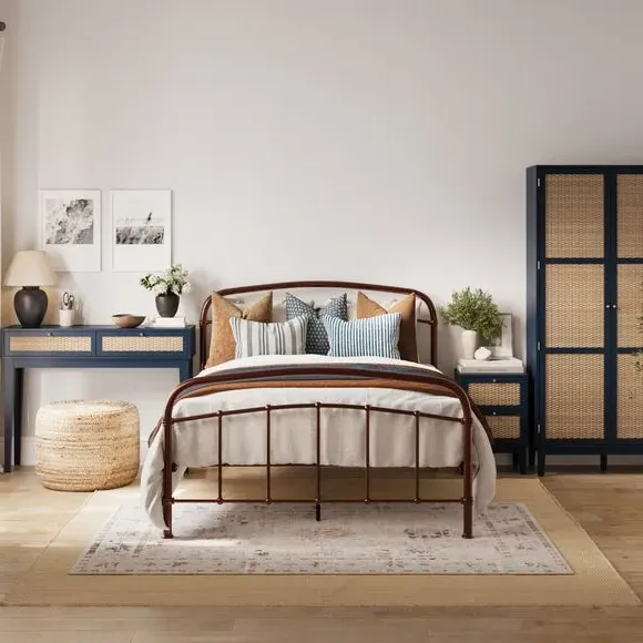 Bed Frame with Sprung Slats - Copper, Metal