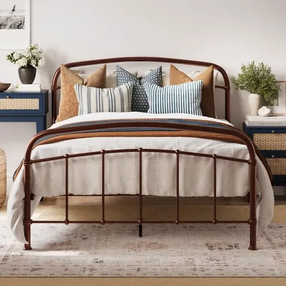 Bed Frame with Sprung Slats - Copper, Metal