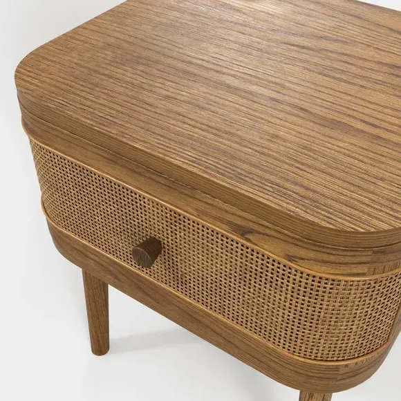 Bedside Table with Drawer - Smoke, Wood