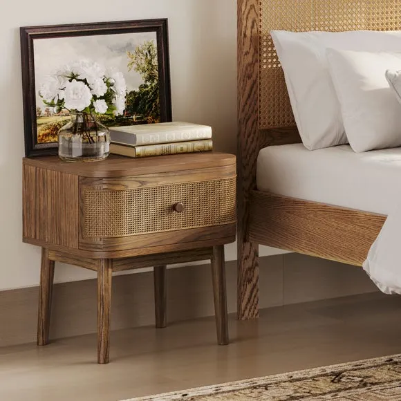 Bedside Table with Drawer - Smoke, Wood image