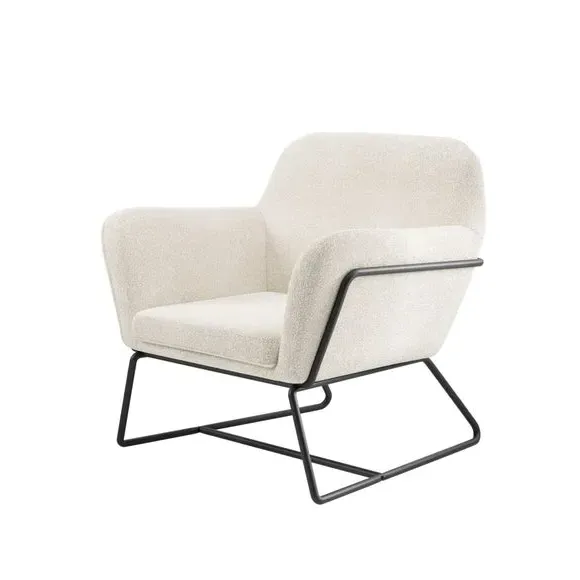 Boucle Armchair with Black Frame - Ivory