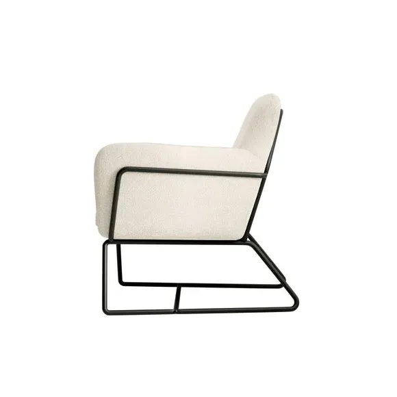 Boucle Armchair with Black Frame - Ivory