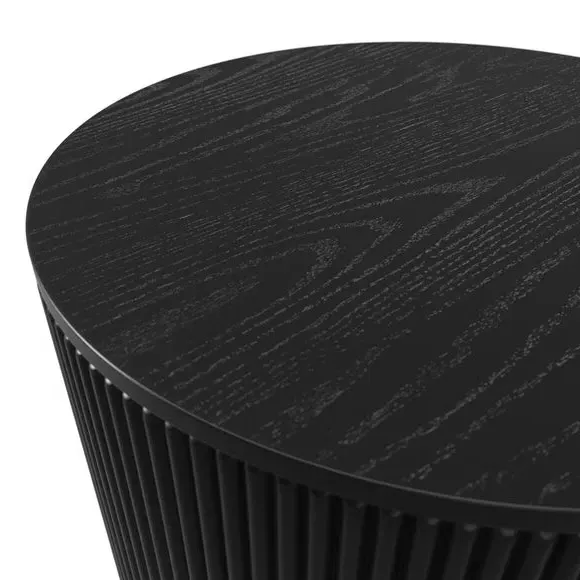 Coffee Table with Reeded Base - Black, Wood