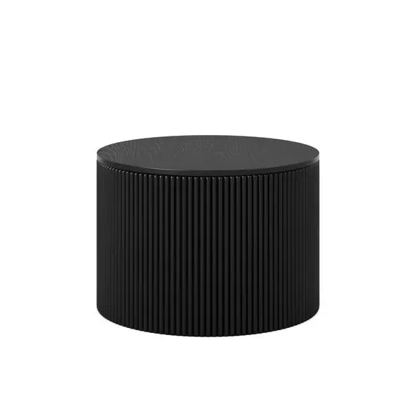 Coffee Table with Reeded Base - Black, Wood image
