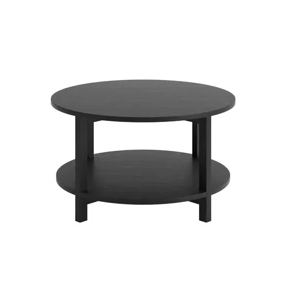 Coffee Table with Shelf - Black, Oak Wood