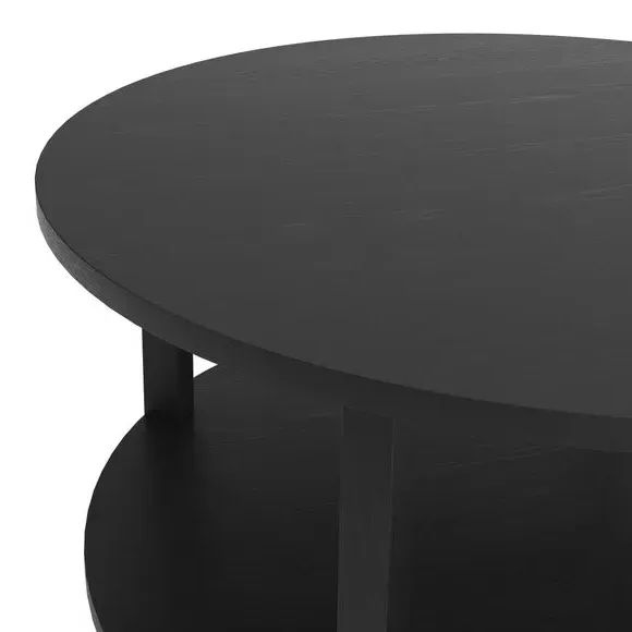 Coffee Table with Shelf - Black, Oak Wood