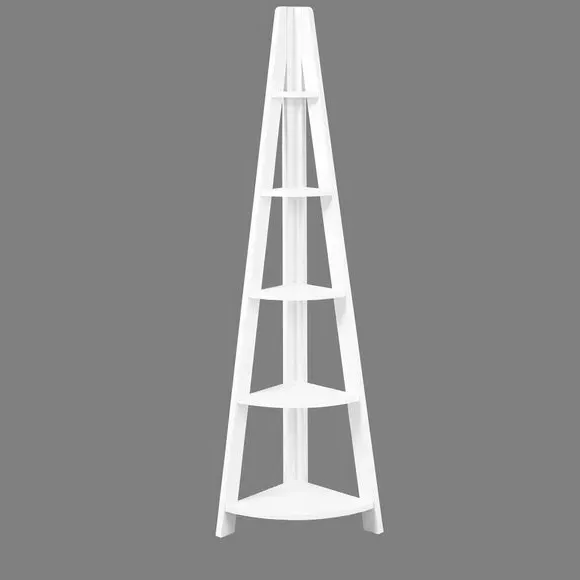 Corner Ladder Shelf with 4 Tiers - Light Oak