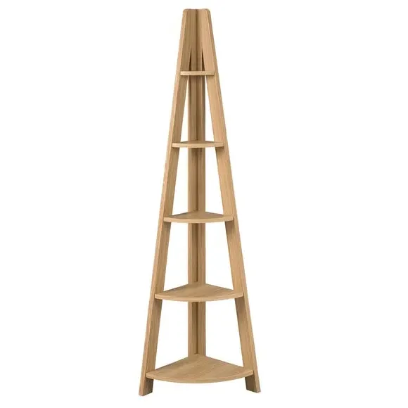Corner Ladder Shelf with 4 Tiers - Light Oak image