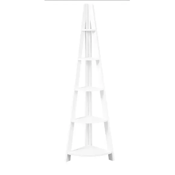 Corner Ladder Shelf with 4 Tiers - White